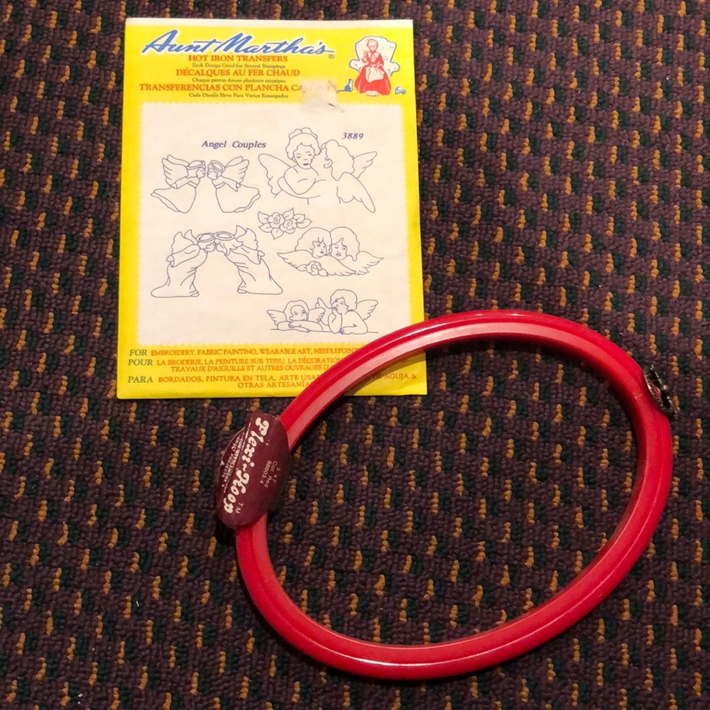 NWT Embroidery Hoop and Angel design transfers for Arts and Crafts